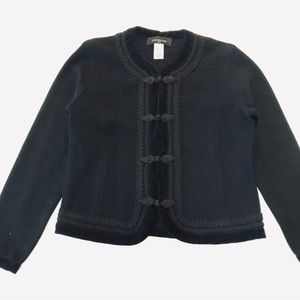 Jones New York Black Jacket with Beautiful Trim Detail - Women's PM